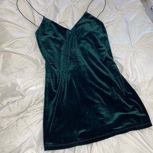 Velvet green mini dress
